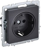 Розетка BRITE РС14-1-0-БрЧ 16А с заземл. защ. шторки механизм черн. IEK BR-R14-16-K02 1617423