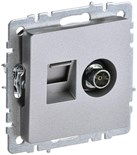 Розетка компьютерная + телевизионная 2-м Brite РТВ/РК12-БрА RJ45 кат.5E + TV механизм алюм. IEK BR-AK20-1-K47 1617395
