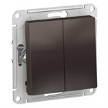 Выключатель 2-кл. СП AtlasDesign 10А IP20 (сх. 5) 10AX механизм мокко SE ATN000651 1240375