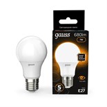 Лампа светодиодная Black 7Вт A60 грушевидная 3000К тепл. бел. E27 680лм GAUSS 102502107 450083