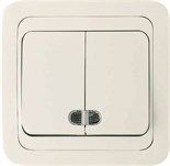 Выключатель 2-кл. СП Mimoza 10А IP20 с подсветкой бел./бел. Makel 12023 132195