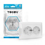 Розетка 2-м СП AVA 16А IP20 с заземл. защ. шторки в сборе бел. TOKOV LIGHT TKL-AV-R2FZSF-C01 1909899