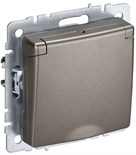 Розетка BRITE РСбш10-3-44-БрШ 16А IP44 с заземл. защ. шторки с крышкой механизм шампань IEK BR-R16-16-44-K37 1617437