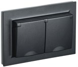 Розетка 2-м СП BRITE РСбш12-3-44-БрЧ 16А в сборе IP44 с крышкой черн. IEK BR-R26-16-44-K02-F 1617371