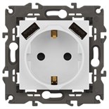 Розетка 16А 250В 2P+E с 2хUSB 5В-3А защ. шторки Elegance бел. 14-4109-01 ЭРА Б0047867 1500540