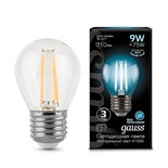 Лампа светодиодная филаментная Black Filament 9Вт P45 шар 4100К нейтр. бел. E27 710лм GAUSS 105802209 503380
