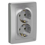 Розетка 2-м СП Blanca 16А IP20 250В с заземл. без защ. шторок алюм. SE BLNRS001023 1210333