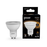 Лампа светодиодная Black 7Вт MR16 софит 3000К тепл. бел. GU10 600лм GAUSS 101506107 459564