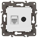 Розетка ЭРА Elegance 14-3110-01М RJ45+TV матов. бел. Эра Б0065767 1952983