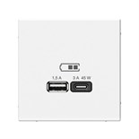 Розетка USB ArtGallery тип A+C 45Вт QC PD высокоскор. ЗУ механизм бел. SE GAL000129 1823472