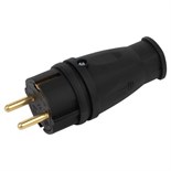 Вилка VX10-B-IP44 16А IP44 прямая с заземл. каучук черн. ЭРА Б0055414 1773105