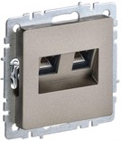 Розетка компьютерная двойная СП RJ45 кат.5E BRITE РК10-2-БрШ механизм шампань IEK BR-K20-1-K37 1617405