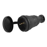 Разъем каучуковый с заземл. прям. 16А IP44 черн. Эра Б0044541 1414263