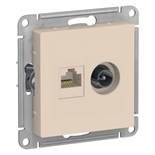 Розетка компьютерная + телевизионная 2-м AtlasDesign RJ45 кат.5E + TV механизм беж. SE ATN000289 1240214