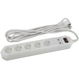 Удлинитель с сетевым фильтром 5х1.5м с заземл. 10А IP20 2хUSB ПВС 3х0.75 с выкл. бел. Эра Б0019037 474270