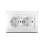 Розетка 2-м СП Севиль 16А IP24 с заземл. защ. шторки бел. UNIVersal С0050 385129