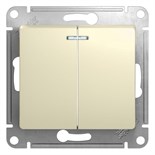 Выключатель 2-кл. СП Glossa 10А IP20 (сх. 5а) 10AX с подсветкой механизм беж. SE GSL000253 275221