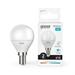 Лампа светодиодная Elementary 6Вт P45 шар 4100К нейтр. бел. E14 450лм GAUSS 53126 296646