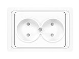 Розетка 2-м СП Валери 16А IP20 без заземл. защ. шторки бел. UNIVersal В0102x 156886