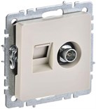 Розетка компьютерная + телевизионная 2-м Brite РТВ/РК12-БрКр RJ45 кат.5E + TV механизм беж. IEK BR-AK20-1-K10 1617397