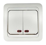Выключатель 2-кл. СП Classico 2123 10А IP20 с подсветкой бел. ASD / IN HOME 4680005959877 464626