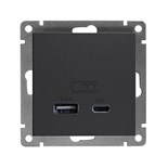 Розетка 2-м USB СП Афина тип А+С 5В 1х2.4А 2х4А механизм графит Universal А0059-Gr 1808189