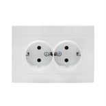 Розетка 2-м СП Валенсия 16А IP20 с заземл. защ. шторки бел. PROxima EKF EWR16-128-10 1323198