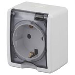 Розетка 1-м ОП Эра Эксперт 11-2401-01 16А IP54 16AX 250В 2P+E бел. Эра Б0020712 1231724