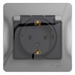 Розетка 1-м СП Glossa 16А IP20 с заземл. защ. шторки с крышкой в сборе алюм. SE GSL000346 1063749