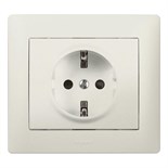 Розетка 1-м СП Galea Life 16А IP20 2P+E с заземл. защ. шторки немецк. стандарт с лицев. панелью механизм перламутр. Leg 771563 246859