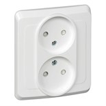 Розетка 2-м СП Этюд 16А IP20 250В без заземл. защ. шторки бел. SE PC16-006B 87969