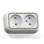 Розетка 2-м ОП Валентина РА10-382 10А IP20 бел./зол. Кунцево 5417 84157