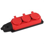 Колодка удлинителя 3-м с заземл. 16А IP44 K-3e-RED-IP44 каучук красн. Эра Б0044552 1384437