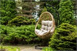 "Венеция" подвесное кресло-кокон из искусственного ротанга, цвет соломенный с бежевой подушкой YH-L23703W