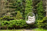 "Венеция" подвесное кресло-кокон из искусственного ротанга, цвет серый с бежевой подушкой YH-L23703W Grey