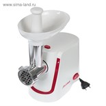 Мясорубка электрическая "АКСИНЬЯ" КС-2000, 2000 Вт, реверс, 4 насадки, бело-красная 3627651