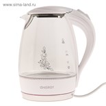 Чайник электрический ENERGY E-262, стекло, 1.7 л, 2200 Вт, белый 4325204