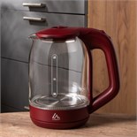 Чайник электрический Luazon LSK-1809, стекло, 1.8 л, 1500 Вт, подсветка, красный 3894962