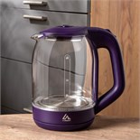 Чайник электрический Luazon LSK-1809, стекло, 1.8 л, 1500 Вт, подсветка, фиолетовый 3894963