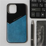 Чехол Luazon для iPhone 12 Pro Max, поддержка MagSafe, вставка из стекла и кожи, синий 6253252
