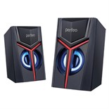 Компьютерные колонки 2.0 Perfeo Trial, 2х3, LED подсветка, чёрные 7705855