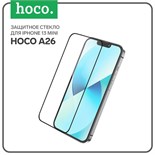 Защитное стекло Hoco A26, для iPhone 13 mini, с защитной сеткой для микрофона, черная рамка 7687074