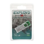 Флешка Exployd 530, 32 Гб, USB2.0, чт до 15 Мб/с, зап до 8 Мб/с, зелёная 9560857