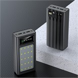 Внешний аккумулятор 485, 10000 мАч, кабели Type-C/Lightning/MicroUSB, фонарь, чёрный 9942406
