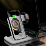 Беспроводное зарядное устройство 3 в 1 Y36, 15 W, складная, подсветка, USB, Type-C, белая 9940222