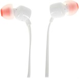 Наушники JBL T110, вакуумные, микрофон, 100дБ, 16 Ом, 3.5 мм, 1.2 м, белые 10348511