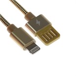 Кабель Lightning - USB, 2.1 А, металлическая оплётка, 1 метр, золотистый 9940269
