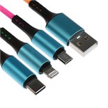 Кабель брелок 3 в 1, MicroUSB/Type-C/Lightning - USB, 2.4 А, разноцветный 9940313