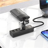 Адаптер Hoco HB25, 4 в 1, USB to USB3.0/USB2.0*3, длина кабеля 30 см, чёрный 9881635