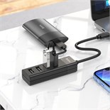 Адаптер Hoco HB25, 4 в 1, Type-C to USB3.0/USB2.0*3, длина кабеля 30 см, чёрный 9881636